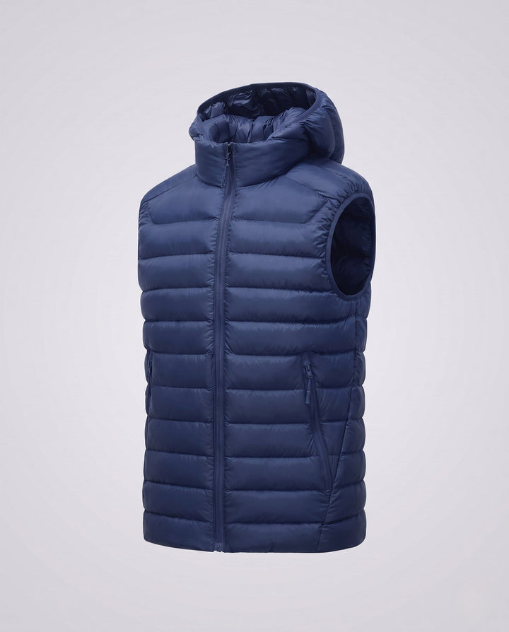 Męski Ultra-lekki Pikowany Kamizelka termiczna z Kaptur, Packable Feature &amp; Wind-resistant Surface