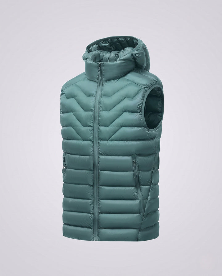 Męski Ultra-lekki Pikowany Kamizelka termiczna z Kaptur, Packable Feature &amp; Wind-resistant Surface
