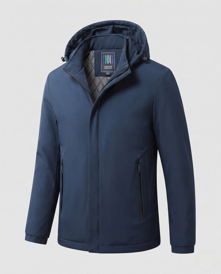 Mężczyźni Water-repellent Softshell Transitional Kurtka z Pikowany Termiczny Wewnętrzny Podszewka i Kaptur