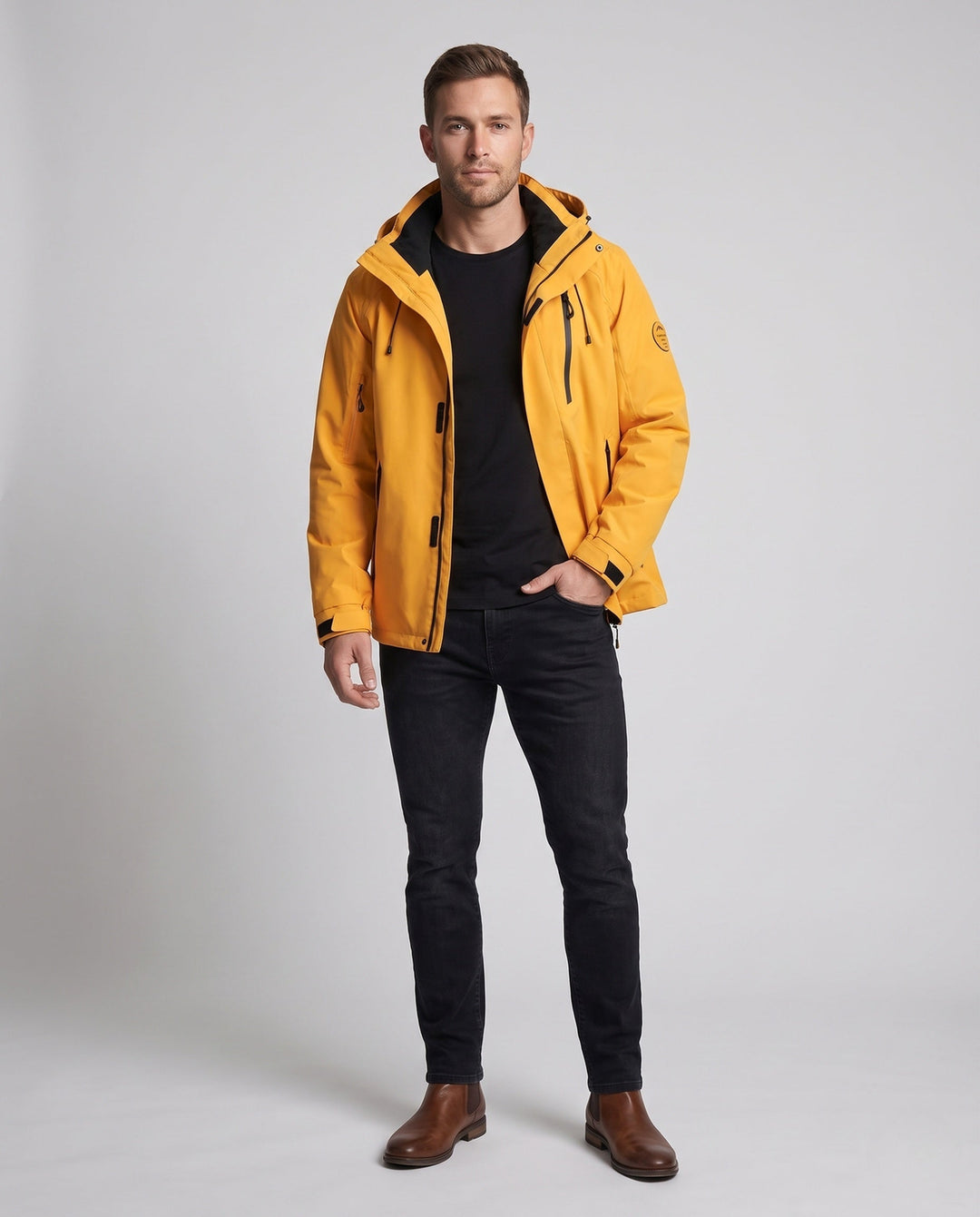 Męska wodoodporny Two-w-One kurtka outdoorowa z Removable fleece wner kurtka, kapturem &amp; Multifunctional kieszeniami