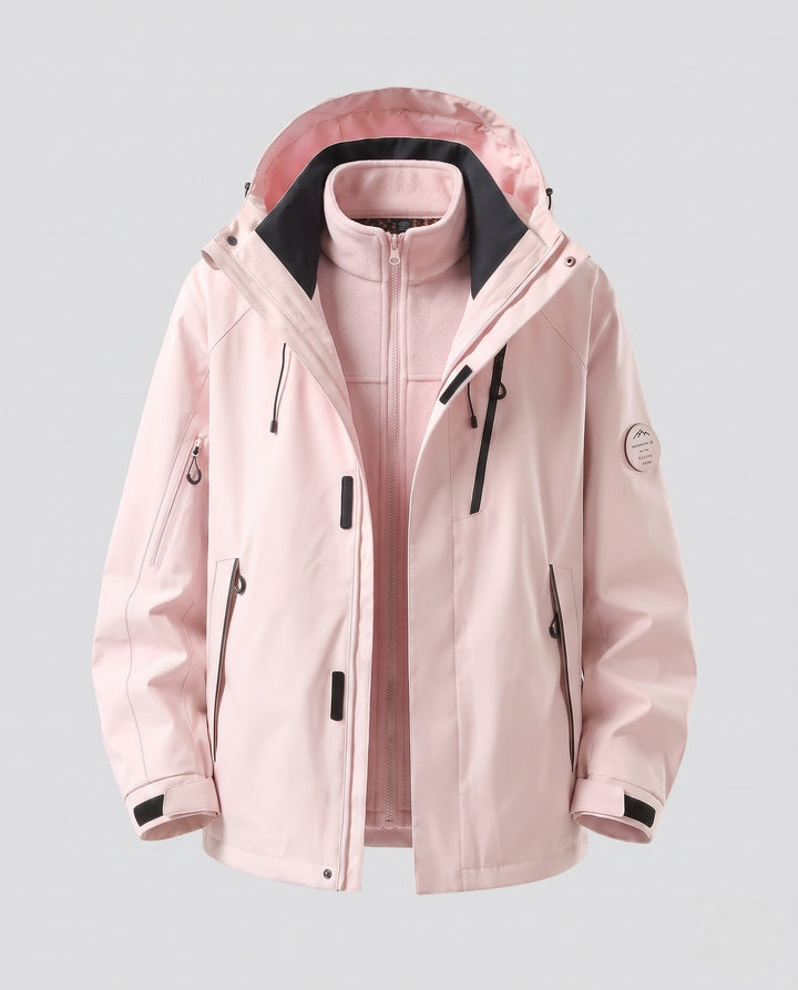 Męska wodoodporny Two-w-One kurtka outdoorowa z Removable fleece wner kurtka, kapturem &amp; Multifunctional kieszeniami