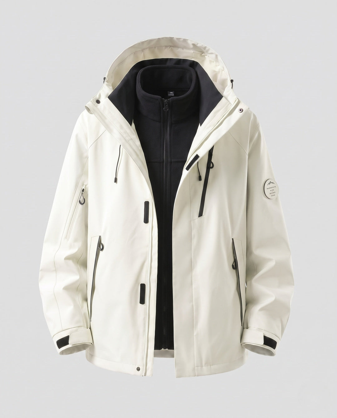 Męska wodoodporny Two-w-One kurtka outdoorowa z Removable fleece wner kurtka, kapturem &amp; Multifunctional kieszeniami