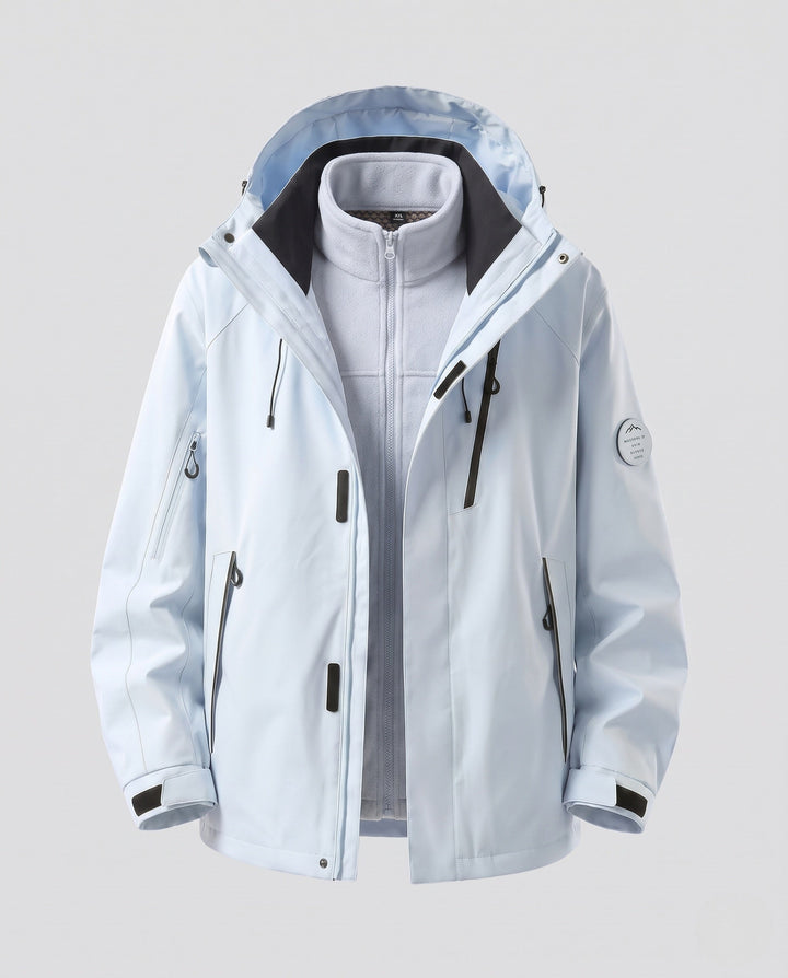 Męska wodoodporny Two-w-One kurtka outdoorowa z Removable fleece wner kurtka, kapturem &amp; Multifunctional kieszeniami