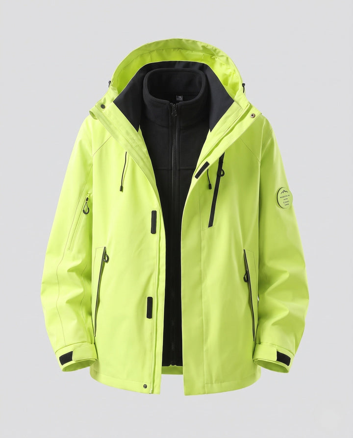 Męska wodoodporny Two-w-One kurtka outdoorowa z Removable fleece wner kurtka, kapturem &amp; Multifunctional kieszeniami