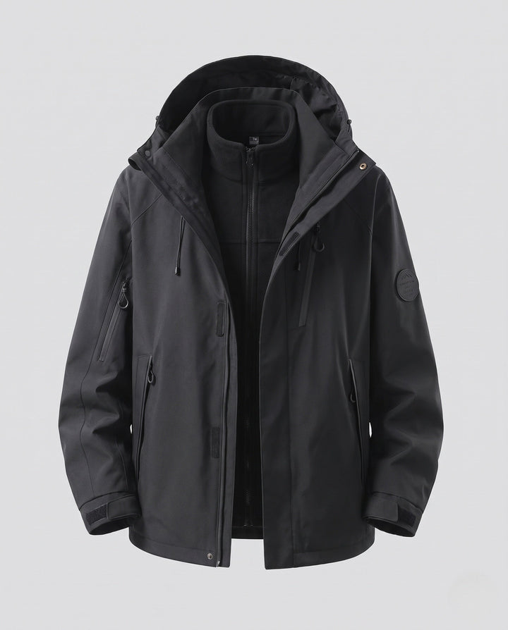 Męska wodoodporny Two-w-One kurtka outdoorowa z Removable fleece wner kurtka, kapturem &amp; Multifunctional kieszeniami