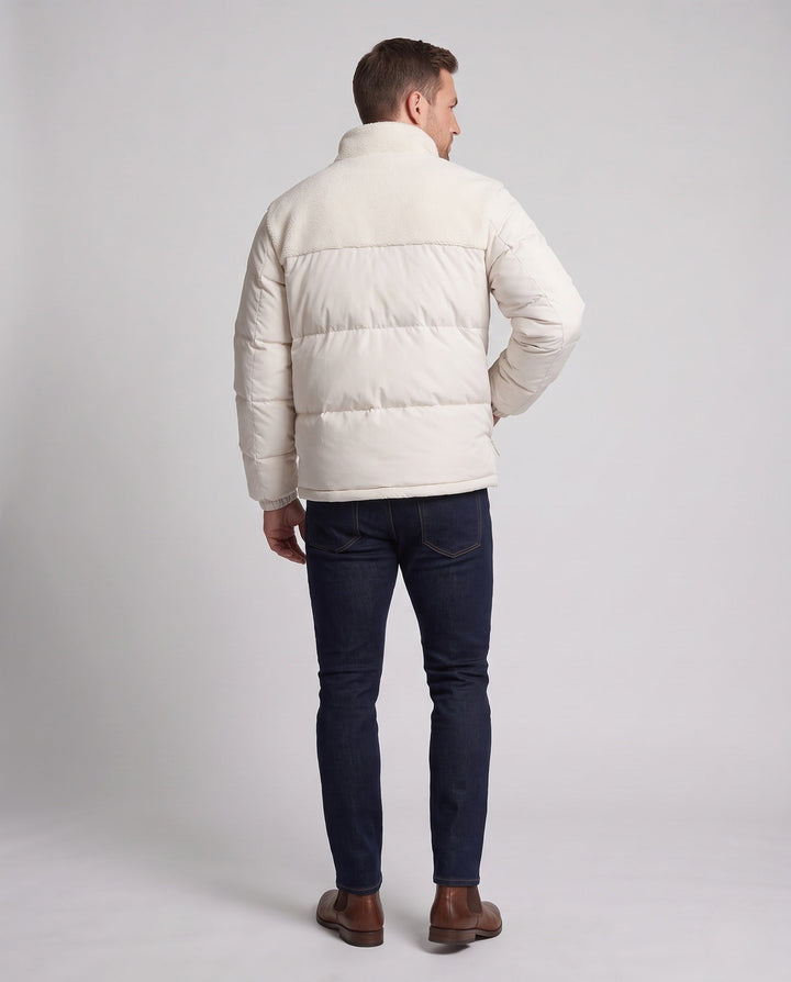 Męski reversible ocieplany pikowany kurtka z teddy trim i high kołnierz ze stójką
