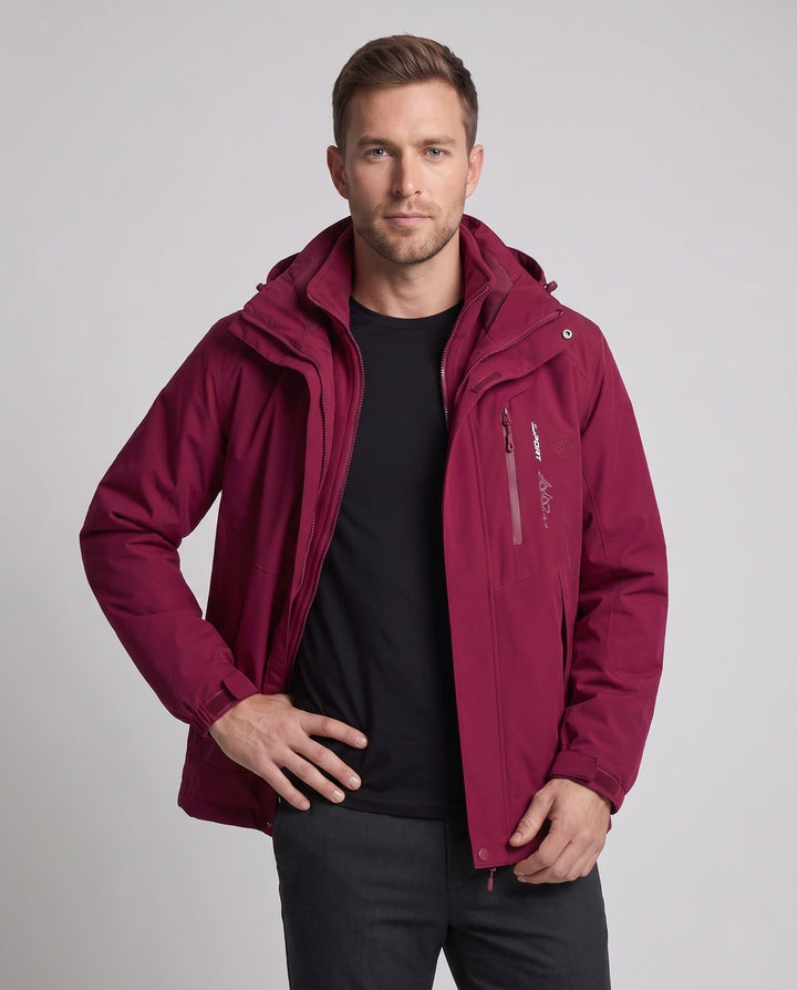 Herren Zweilagige Softshell-Outdoorjacke mit abnehmbarer Fleece-Innenjacke