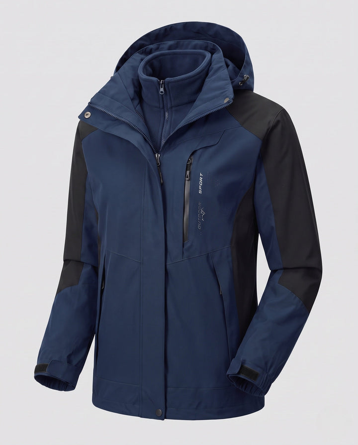 Herren Zweilagige Softshell-Outdoorjacke mit abnehmbarer Fleece-Innenjacke
