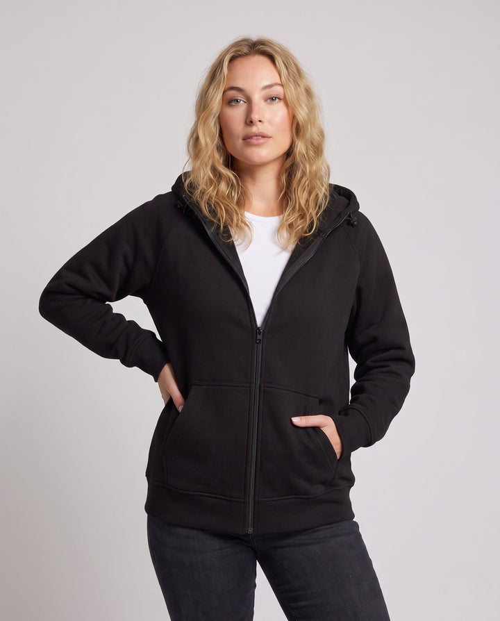 Unisex oversize-polarowa-zamkiemjacke im Minimalstil mit Kapuze und Kängurutaschen