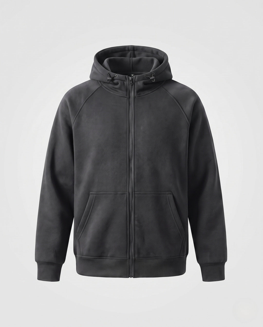Unisex oversize-polarowa-zamkiemjacke im Minimalstil mit Kapuze und Kängurutaschen
