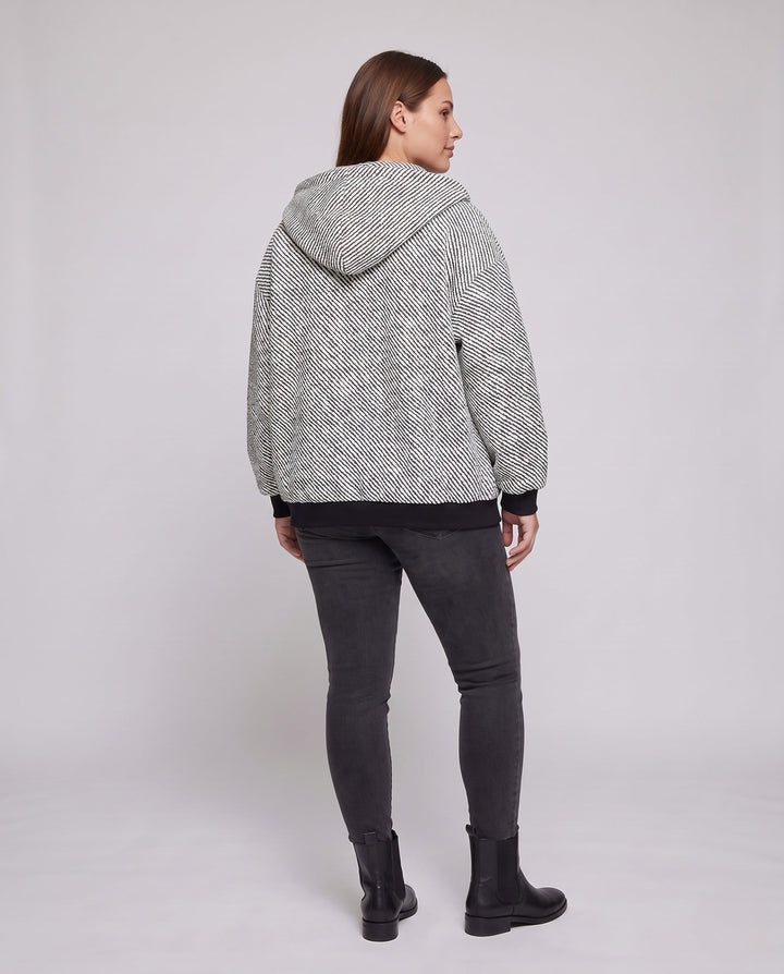 Unisex oversize Teddy-polarowa-Kapuzenjacke mit durchgehendem Reißverschluss und aufgesetzten Eingrifftaschen