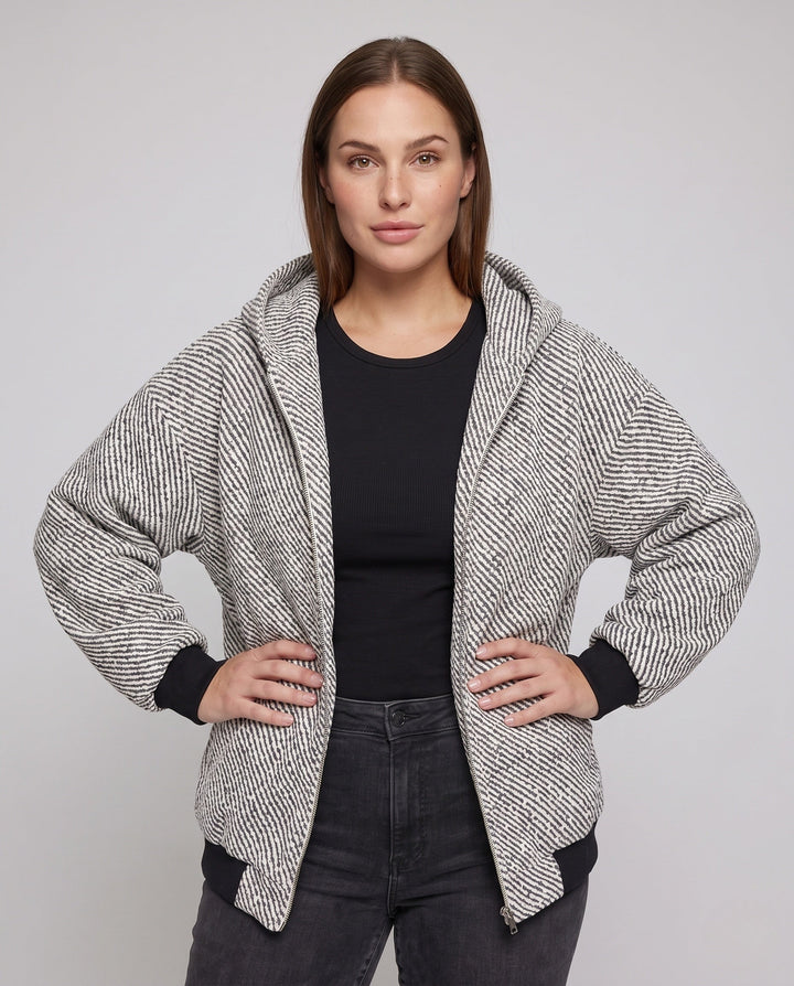 Unisex oversize Teddy-polarowa-Kapuzenjacke mit durchgehendem Reißverschluss und aufgesetzten Eingrifftaschen
