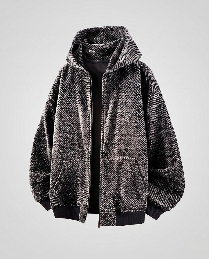Unisex oversize Teddy-polarowa-Kapuzenjacke mit durchgehendem Reißverschluss und aufgesetzten Eingrifftaschen