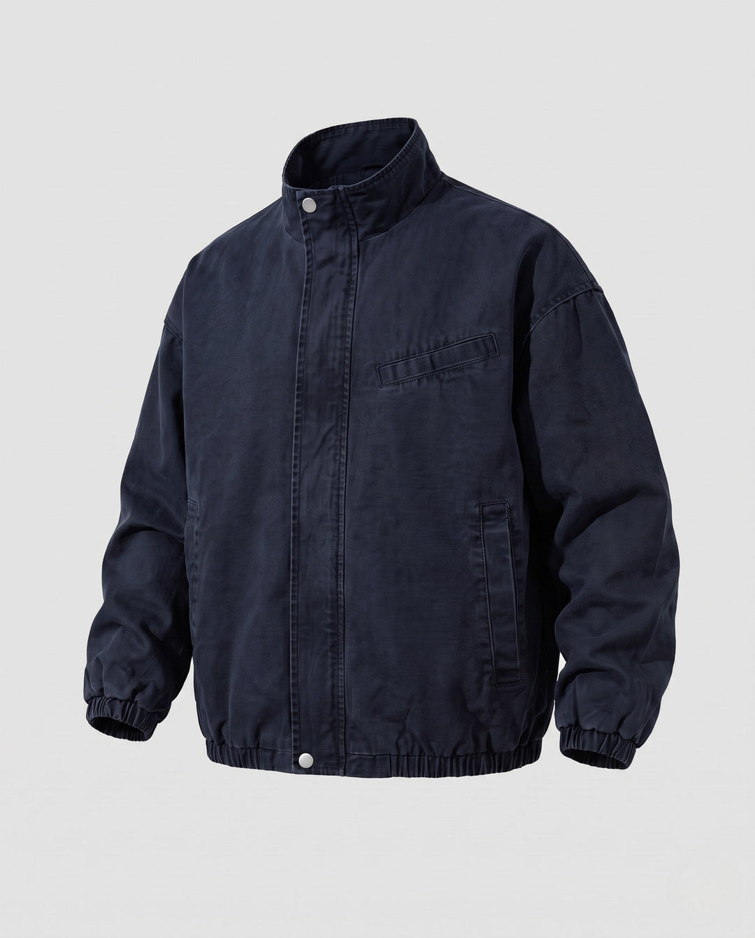 Unisex oversize funkcjonalna-Fieldjacke mit Stehkragen, verdeckter Druckknopfleiste und elastischem Saum