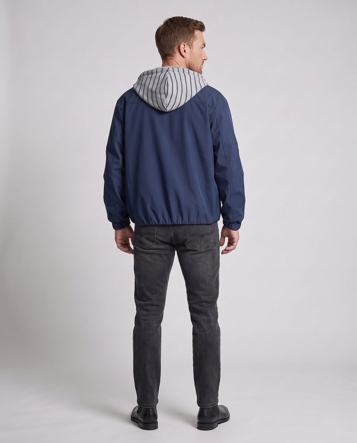 Unisex oversize-Windjacke mit gestreifter Kapuzenblende, Mesh-Einsätzen &amp; Tunnelzug