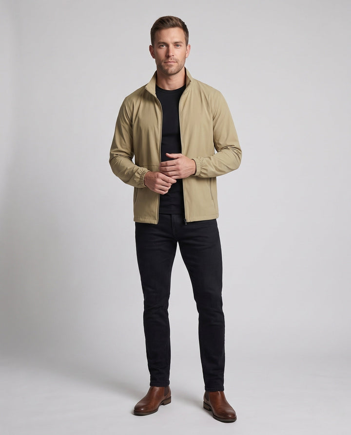 Unisex Ultraleichte zamkiem-Übergangsjacke mit Stehkragen, Reißverschlusstaschen &amp; windabweisendem Material