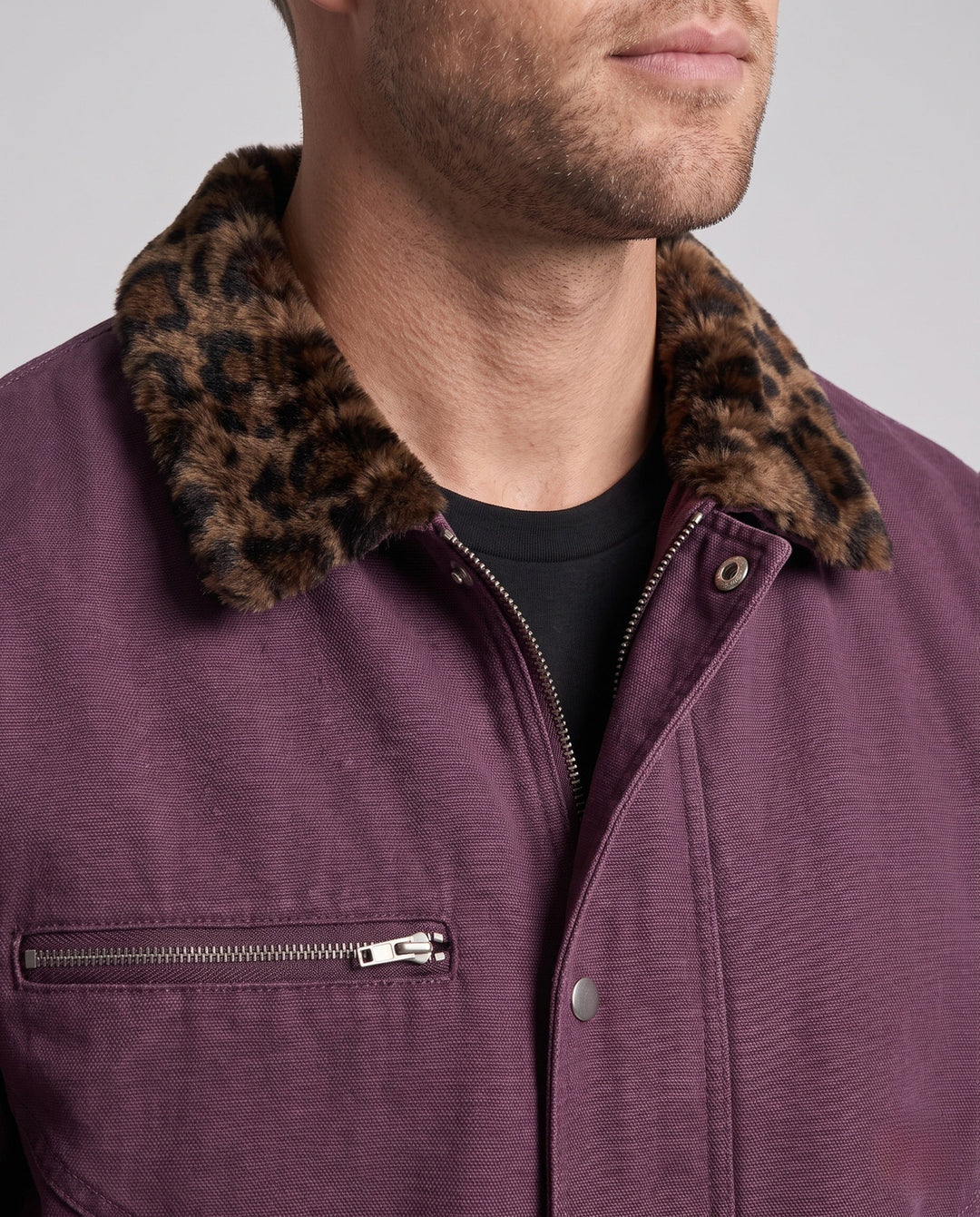 Męski leisure kurtka z animal pattern kołnierz