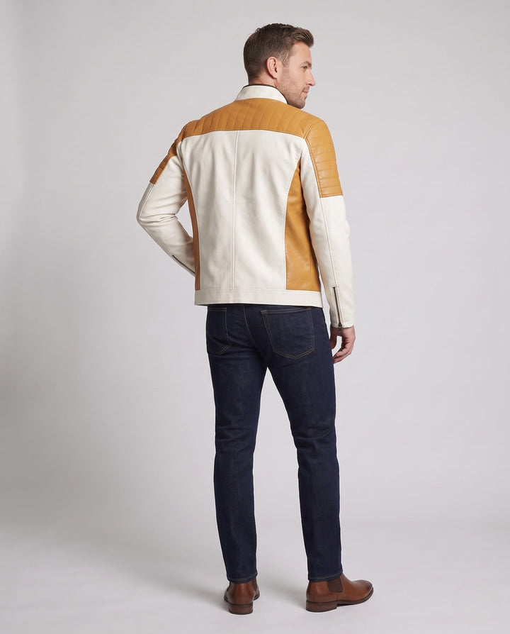 Męski Fashion Imitacja skóry Kurtka z Pikowany Szczegóły 1788322039
