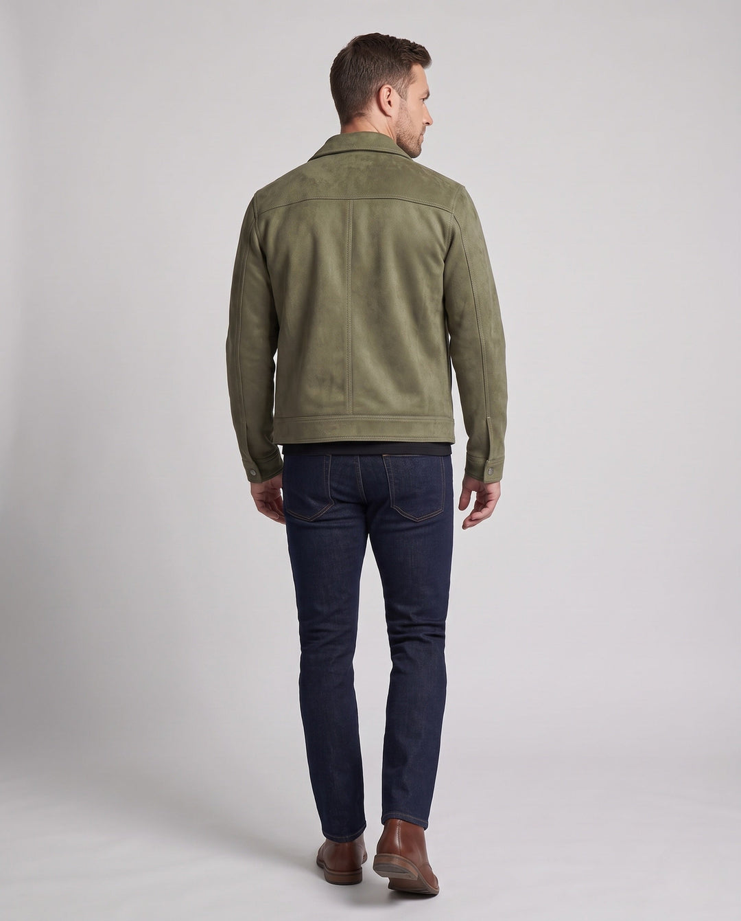 Męski Fashion Suede Kurtka z Praktyczny Kieszenie