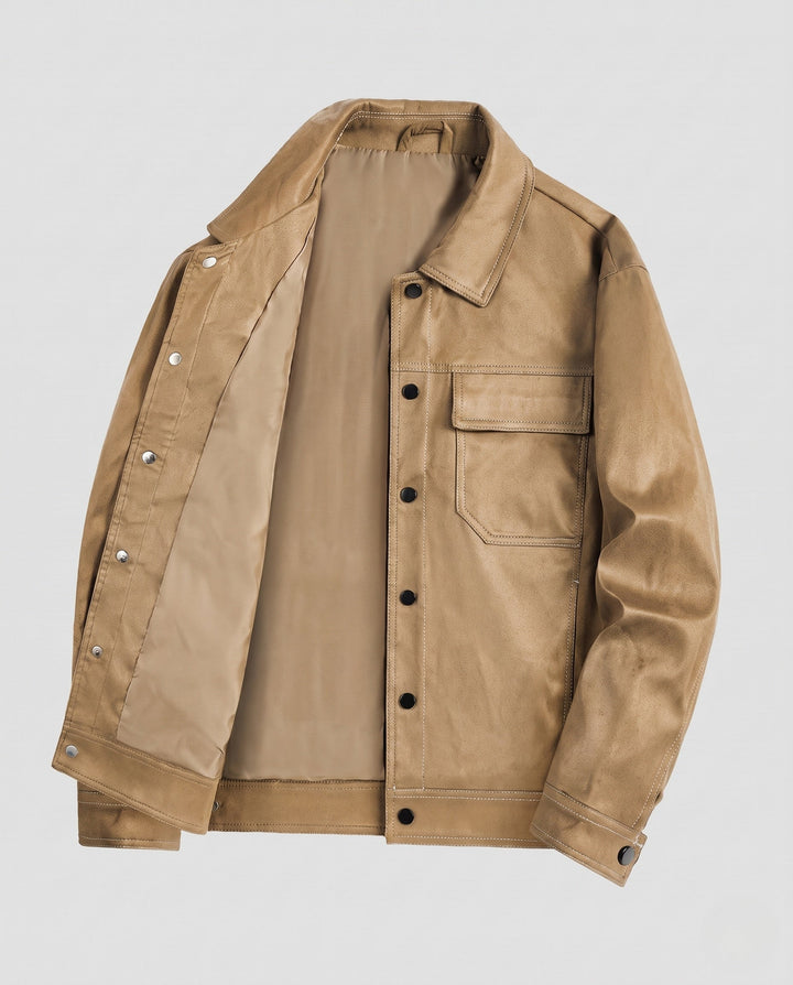 Męski Fashion Suede Kurtka z Praktyczny Kieszenie