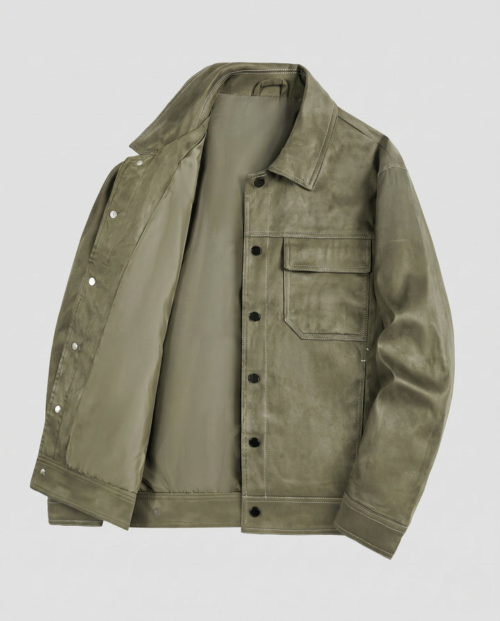 Męski Fashion Suede Kurtka z Praktyczny Kieszenie