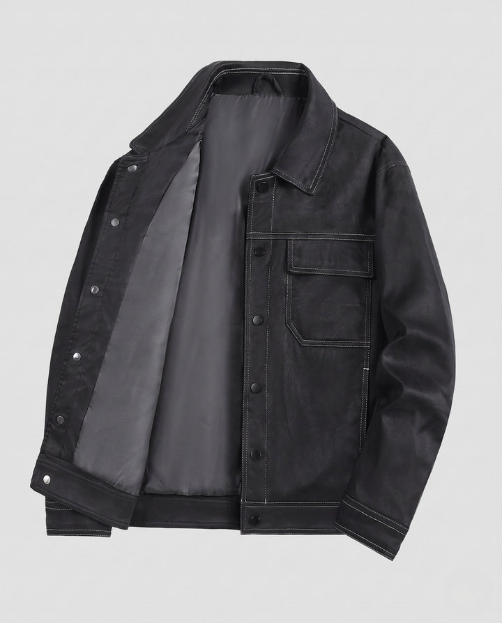 Męski Fashion Suede Kurtka z Praktyczny Kieszenie