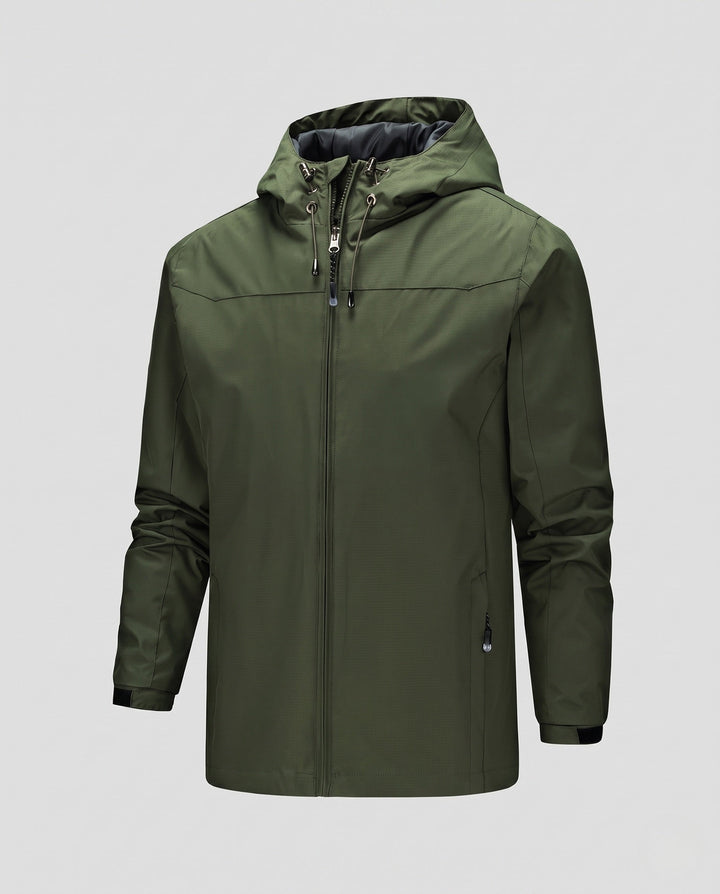 Męska lekka funkcjonalne kurtka outdoorowa z kapturem, Multi-warstwa softshell i Hidden zamkiem
