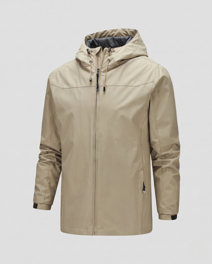 Męska lekka funkcjonalne kurtka outdoorowa z kapturem, Multi-warstwa softshell i Hidden zamkiem