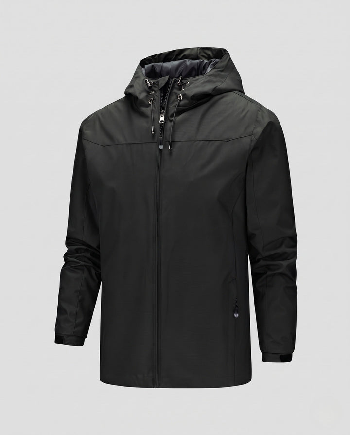 Męska lekka funkcjonalne kurtka outdoorowa z kapturem, Multi-warstwa softshell i Hidden zamkiem