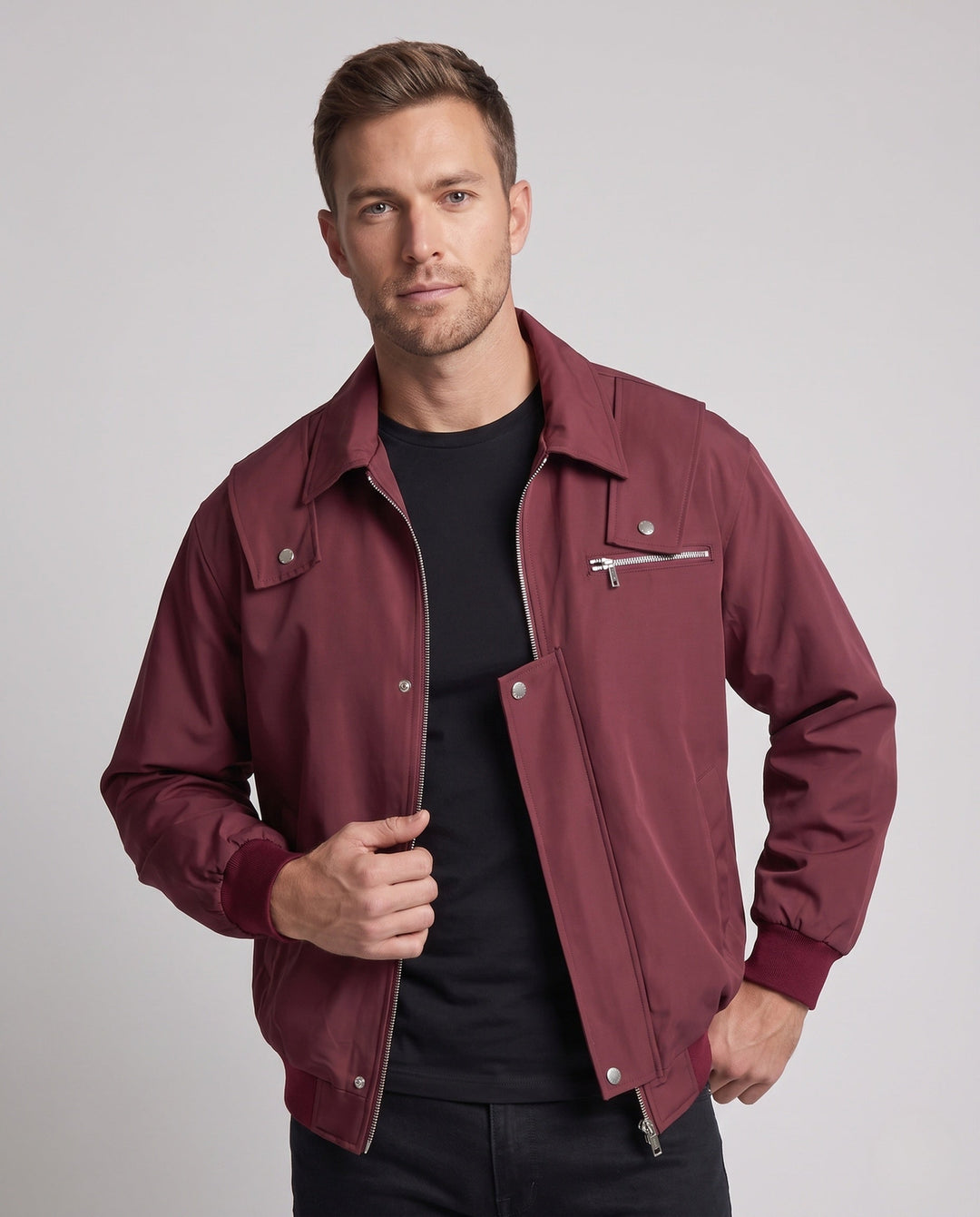Męski Fashion Transitional Kurtka z Praktyczny Kieszenie