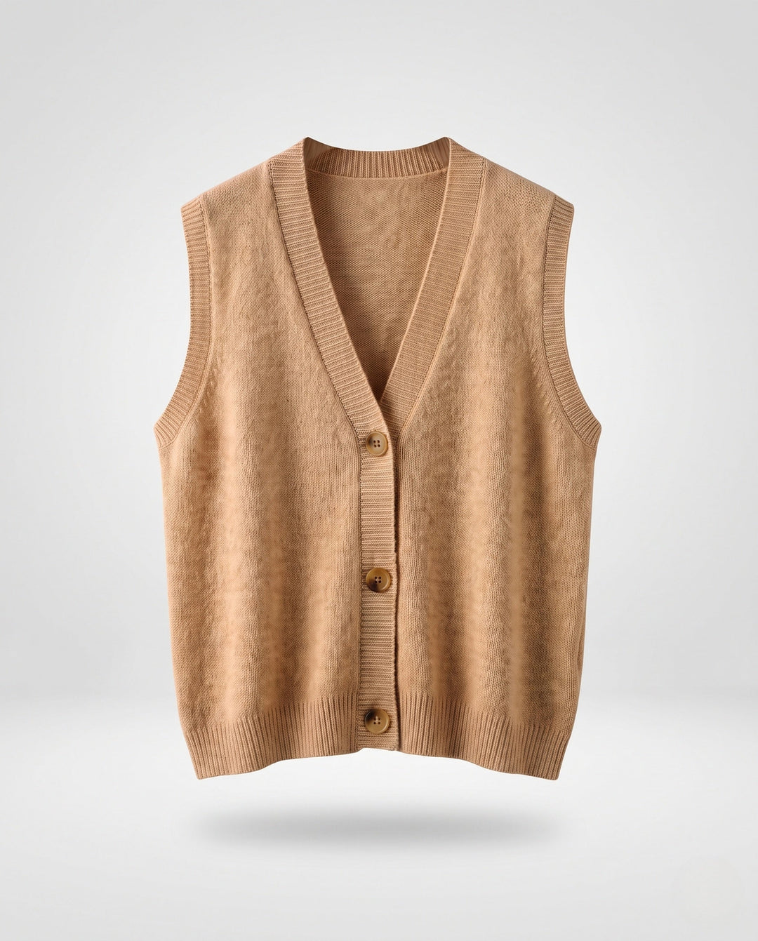 Damskie Sleeveless Mieszanka myłny Dzianina Kamizelka z V-Neck i Listwa guzikowa