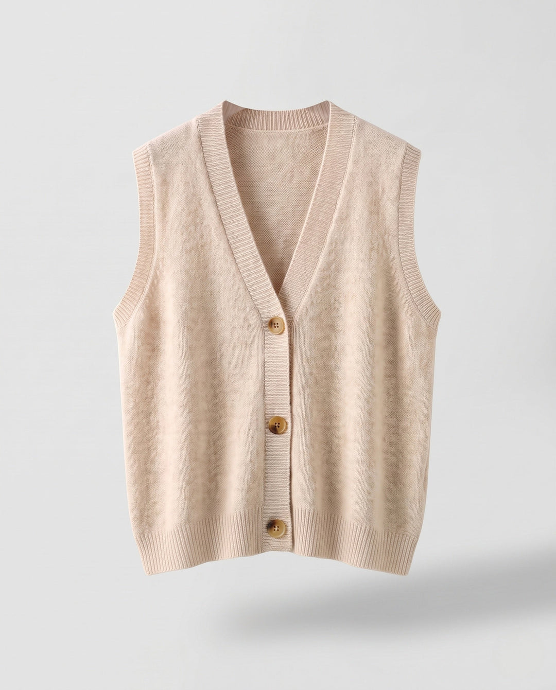 Damskie Sleeveless Mieszanka myłny Dzianina Kamizelka z V-Neck i Listwa guzikowa