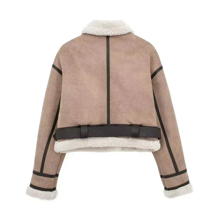 Sheepskw kurtka - krótka Model - oversize Fit - ciepła wełna Lwwg - zamkiem zapięcie