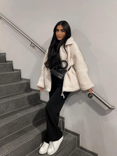 teddy Gilet krótka stylowy Lady