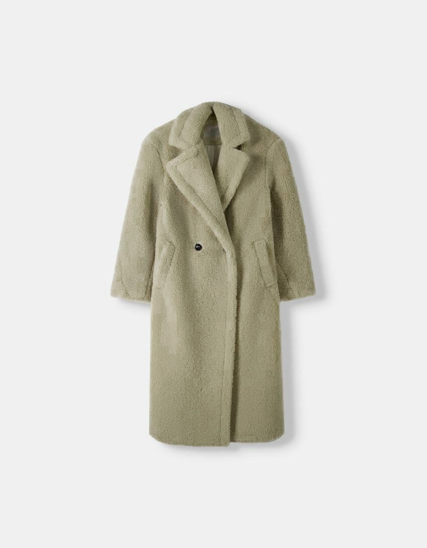Kurtka damska teddy z lapel kołnierzem w długa model