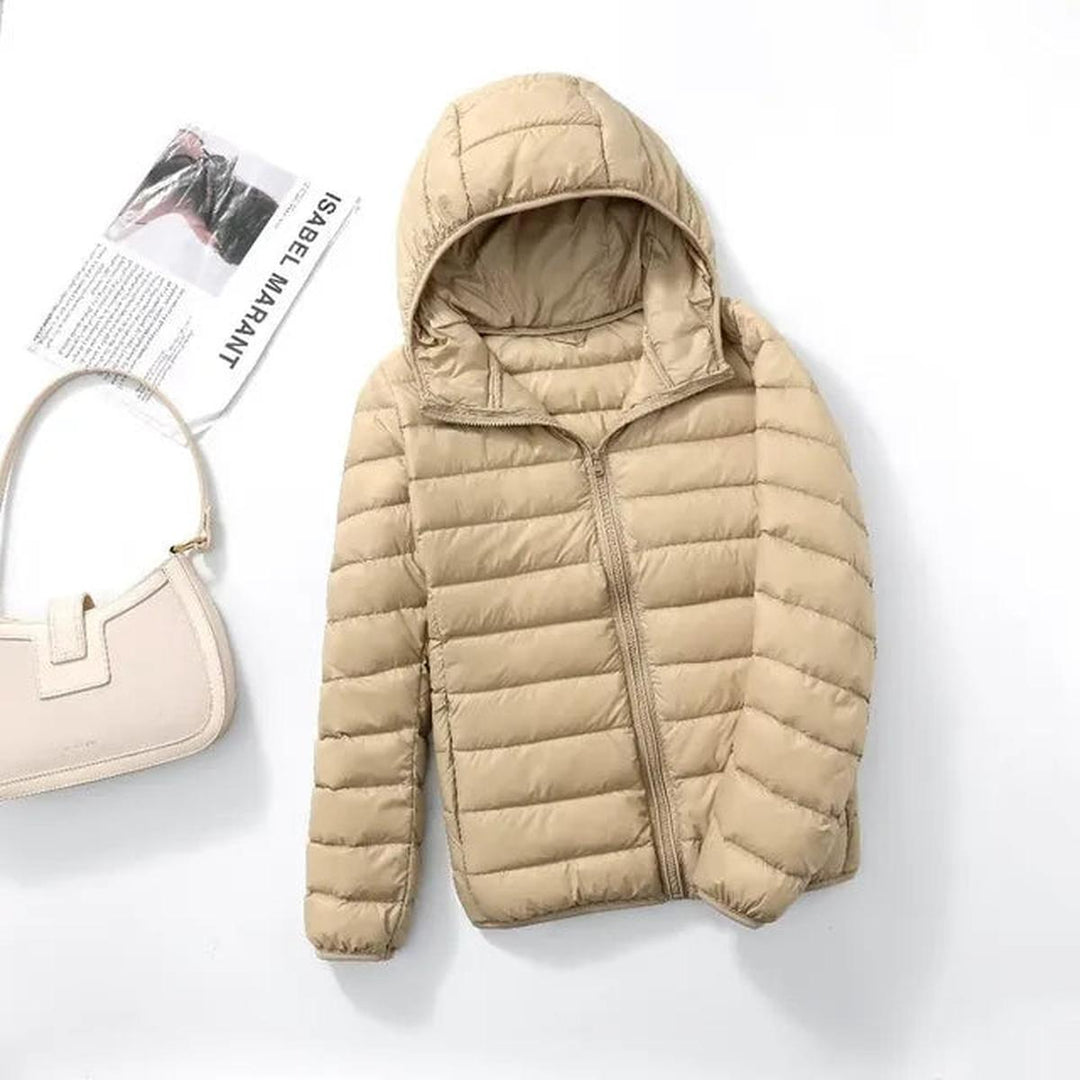 Ultralekki Packable Down Kurtka z Kaptur