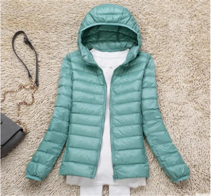 Ultralekki Packable Down Kurtka z Kaptur