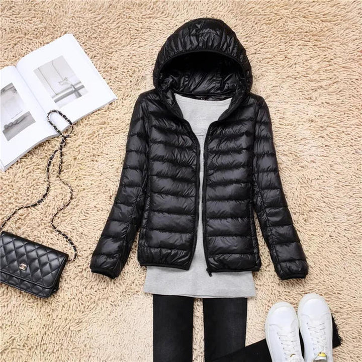 Ultralekki Packable Down Kurtka z Kaptur