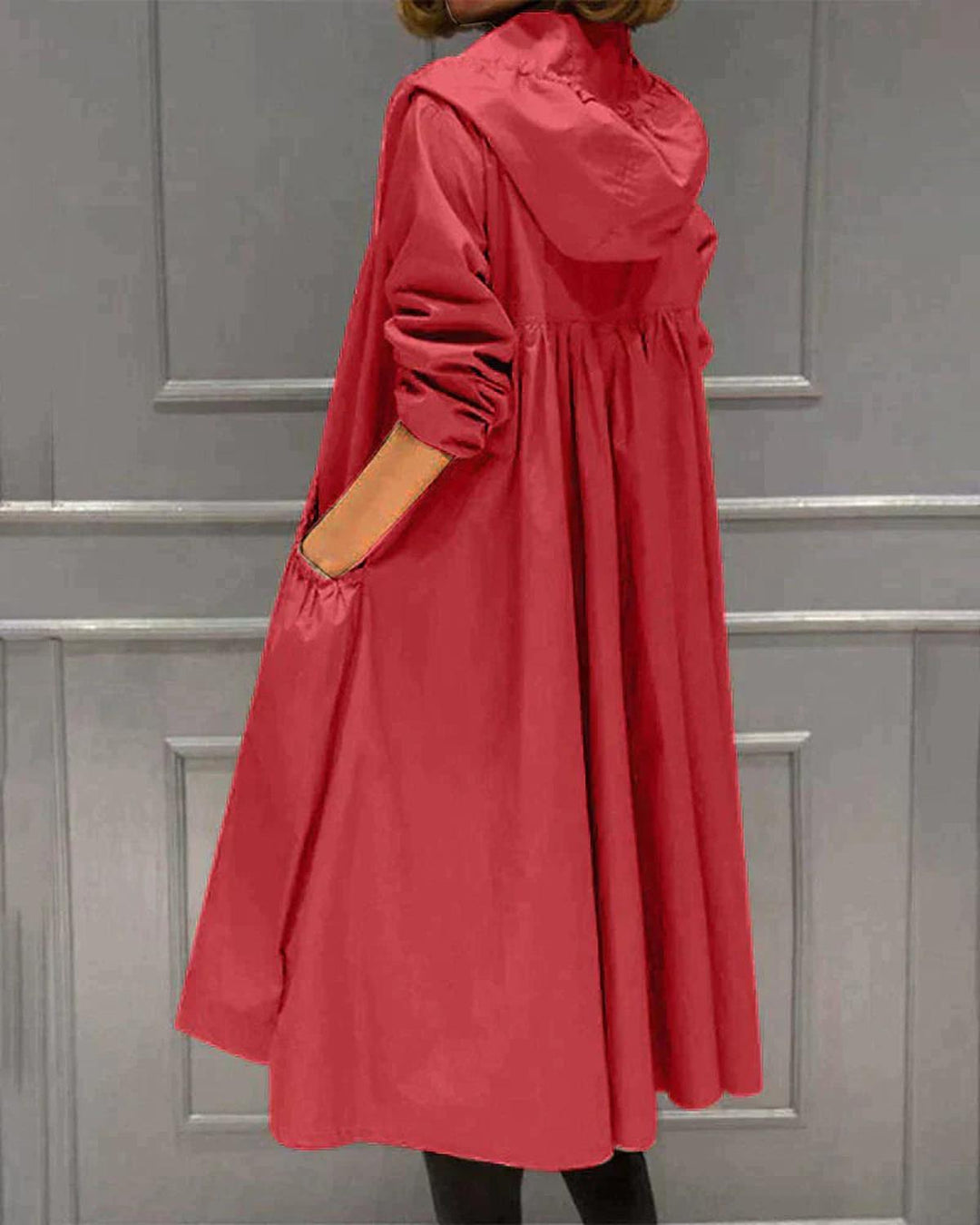 Damska Knee-Length Kurtka z kapturem