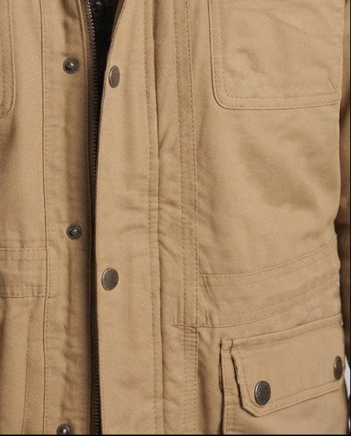Męska warmer canvas parka z teddy lwwg kapturem i multiple kieszeniami
