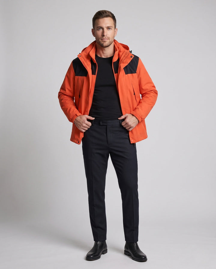 Męska lekka miejski-kurtka outdoorowa z zamkiem-w fleece i kontrastowy trim