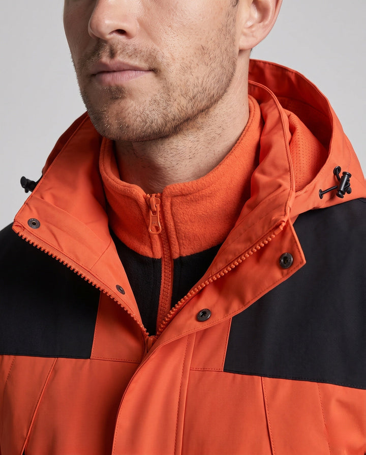 Męska lekka miejski-kurtka outdoorowa z zamkiem-w fleece i kontrastowy trim