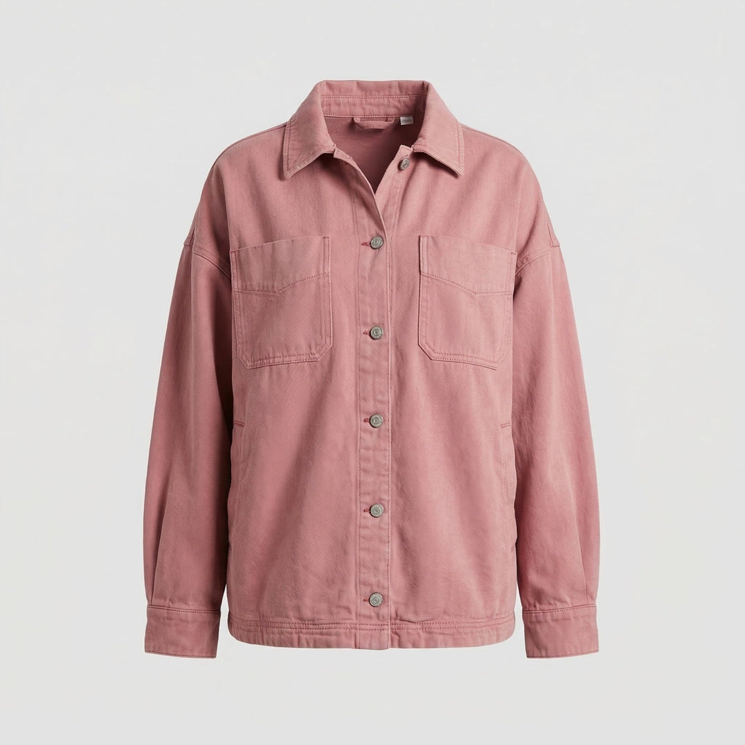 Damska codzienna Overshirt kurtka z naszywanymi kieszeniami