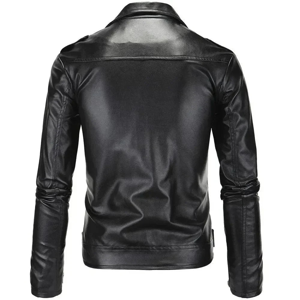 Slim Fit Biker Męska skóra kurtka