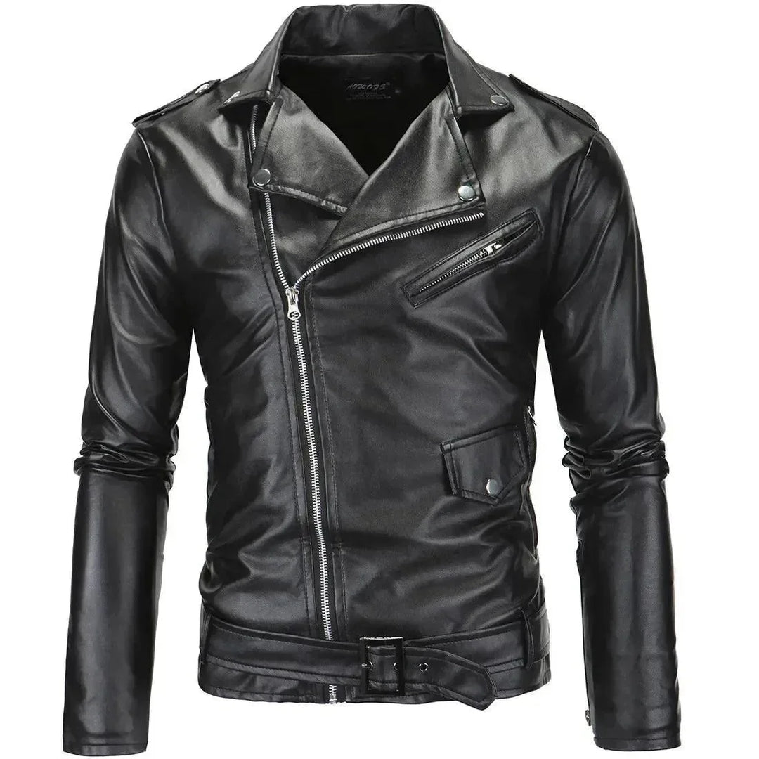 Slim Fit Biker Męska skóra kurtka