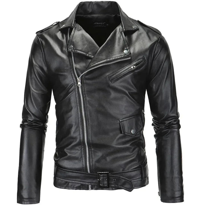 Slim Fit Biker Męska skóra kurtka