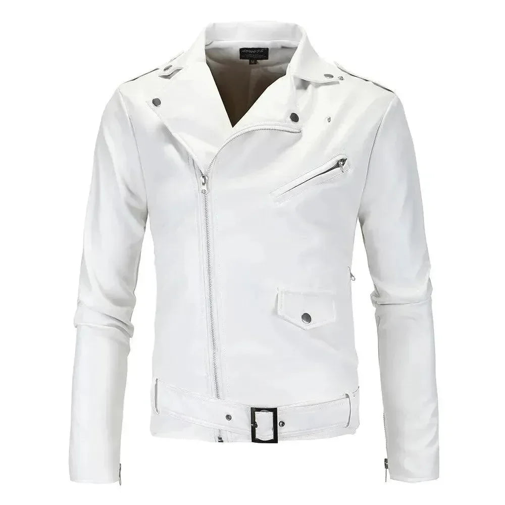 Slim Fit Biker Męska skóra kurtka