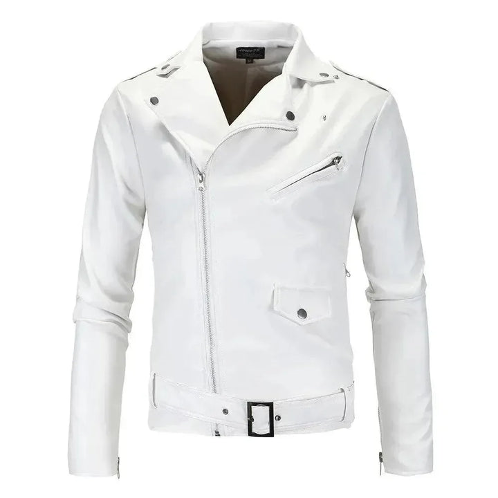 Slim Fit Biker Męska skóra kurtka