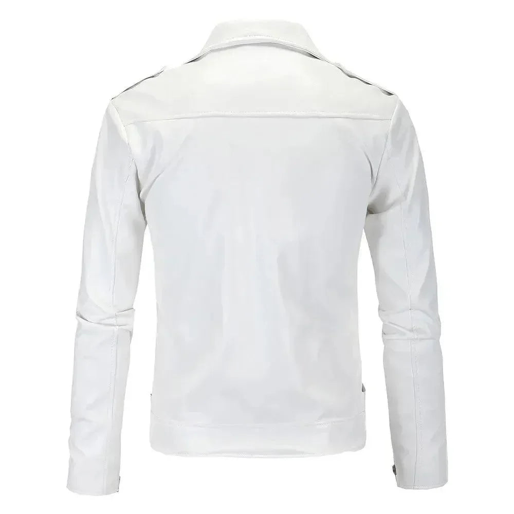 Slim Fit Biker Męska skóra kurtka