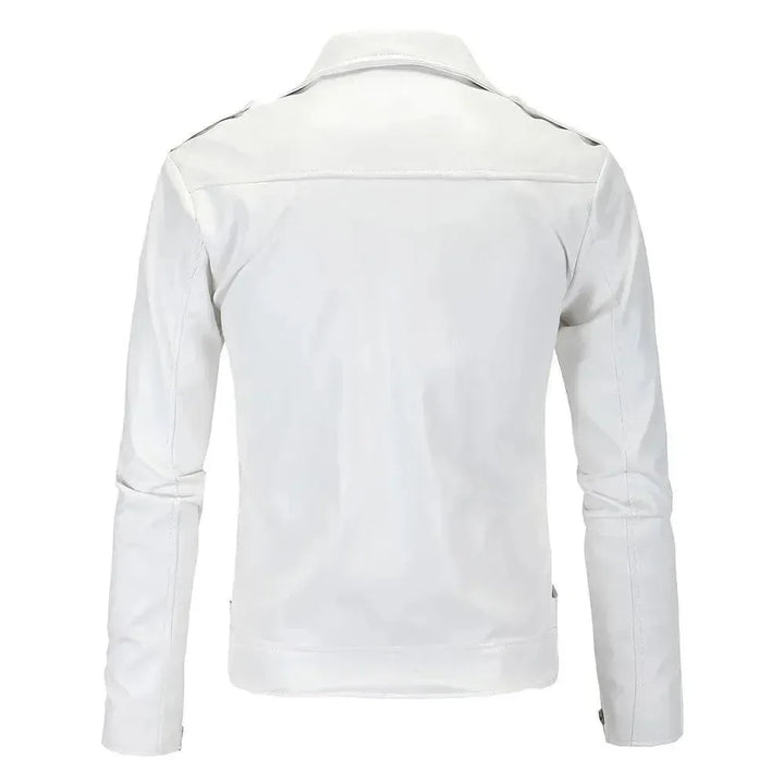 Slim Fit Biker Męska skóra kurtka